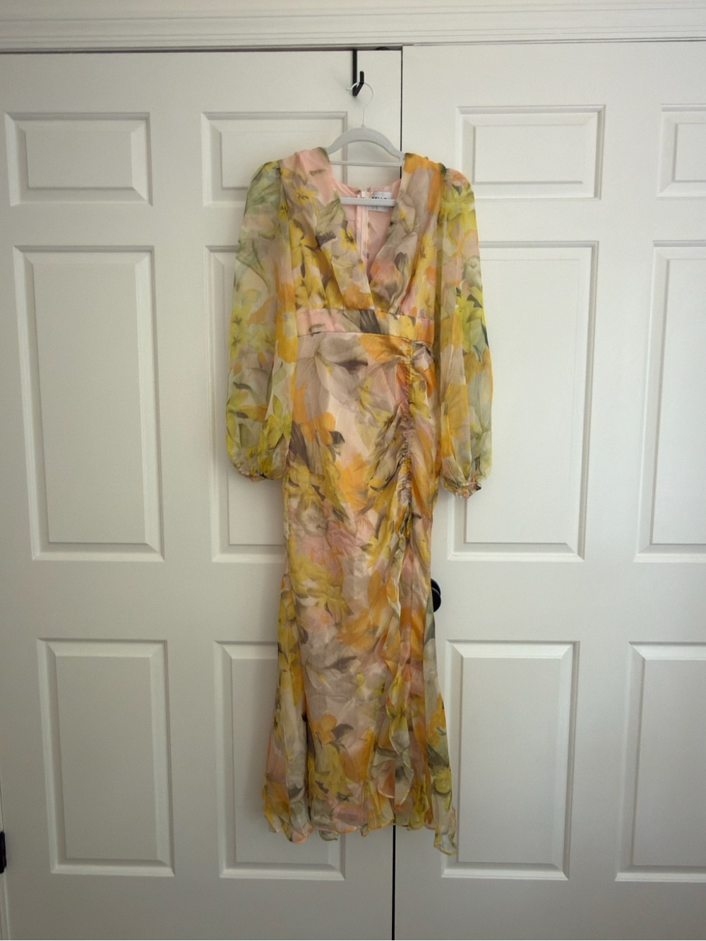 Hello Molly Pastel Floral Wrap Maxi Dress in Yellow and Pink